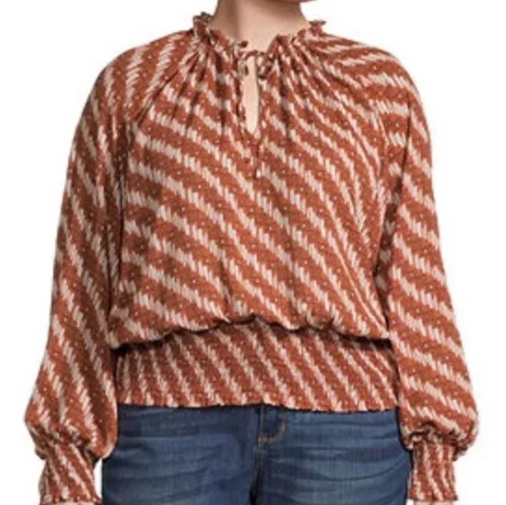 Worthington Size PS Womens Split Tie Neck Long Sleeve Blouse NWT $25 - Picture 2 of 13